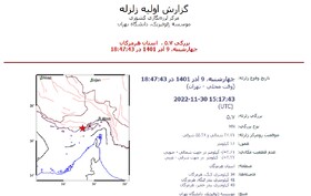 زلزله بندرکنگ تاکنون بدون خسارت/اعزام تیم های واکنش سریع به منطقه زلزله زده