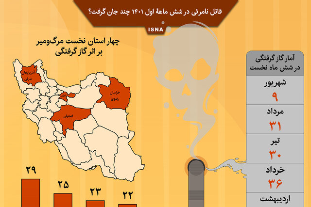 اینفوگرافیک / قاتل نامرئی در شش ماهه اولِ سال ۱۴۰۱ جان چند نفر را گرفت