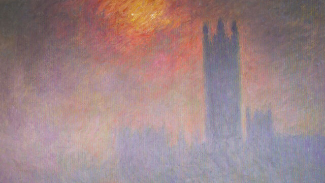 کلود مونه محسور دود مه غلیظ لندن در اواخر قرن بود، در این تصویر فضایی مه آلود از ساختمان پارلمان را در سال ۱۹۰۴ میبینید. نظری عجیب درباره تاثیر آلودگی هوا بر شاهکارهای هنری