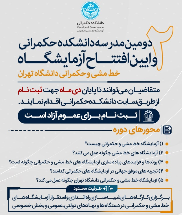 ثبتنام دومین مدرسه فصلی دانشکده حکمرانی دانشگاه تهران آغاز شد