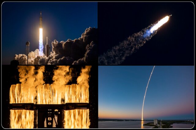 لحظات حیرت‌انگیز پرتاب موشک اسپیس‌ایکس به روایت تصویر