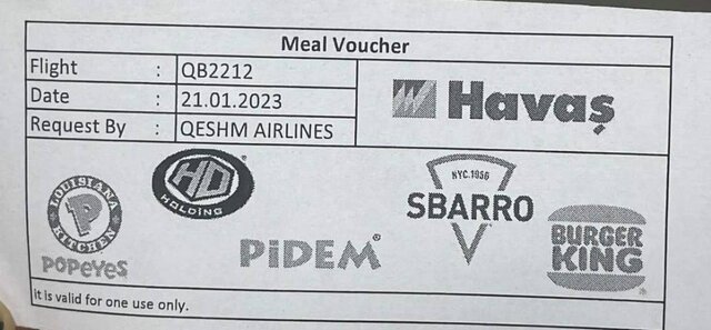 تصویری از ژتون پذیرایی از مسافران که روابط عمومی قشمایر در اختیار ایسنا گذاشته است