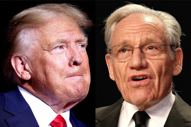 از راست: باب وودوارد و دونالد ترامپ شکایت ترامپ از «وودوارد» برای انتشار صوت مصاحبهها