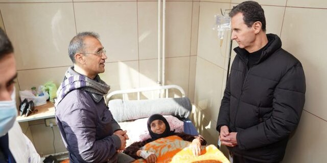 عیادت بشار اسد و همسرش از زلزله‌زدگان سوری
