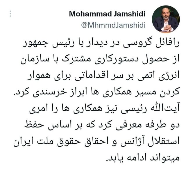 عکس آرشیوی است رافائل گروسی با رییسی دیدار کرد