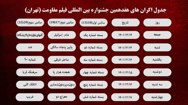 کدام سینماهای تهران میزبان جشنواره فیلم مقاومت شدند؟