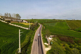 به علت نشت شیرآبه زباله از ماشینهای حمل، جاده به رنگ سیاه درآمده است.