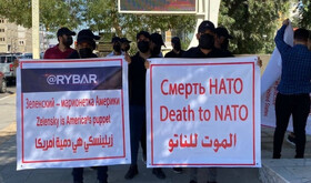 تظاهرات عراقی‌ها علیه ناتو و زلنسکی، هم‌زمان با سفر وزیر خارجه اوکراین/ دیدار السودانی و کولبا
