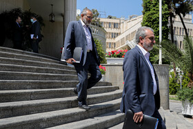 سيدرضا فاطمي امين وزیر صمت و سید محمد حسینی، معاون پارلمانی رییس جمهور در حاشیه جلسه هیات دولت - ۳۰ فروردین