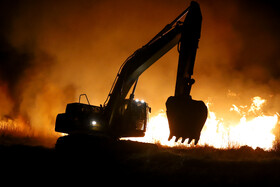 آتش‌سوزی در بخش نیزارهای خشک تالاب میقان اراک  بر اثر صاعقه