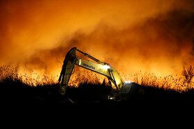 آتشسوزی در بخش نیزارهای خشک تالاب میقان اراک  بر اثر صاعقه