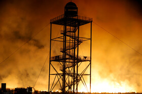 آتشسوزی در بخش نیزارهای خشک تالاب میقان اراک  بر اثر صاعقه