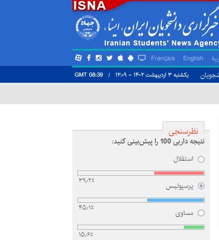 نتیجه نظرسنجی ایسنا درباره برنده داربی ۱۰۰