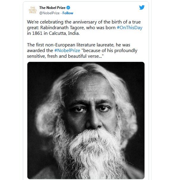 ادای احترام آکادمی نوبل به تاگور