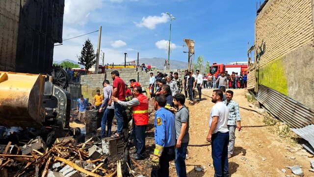 آتش سوزی یک کارگاه چوب بری در مادوان بویراحمد