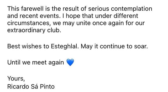 ساپینتو از استقلال خداحافظی کرد