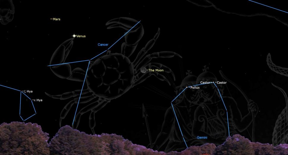 شب‌نشینی تابستانی ماه، زهره و مریخ با ستارگان درخشان