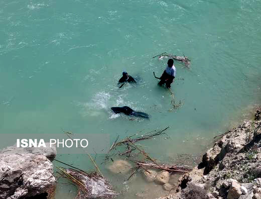 ادامه عملیات جستجوی پیکر جوان غرق شده در رودخانه "خرسان"