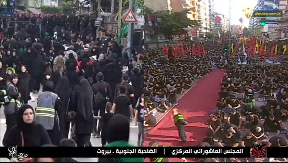 آغاز سخنرانی سید حسن نصرالله/ برگزاری مراسم عاشورا در ضاحیه جنوبی لبنان