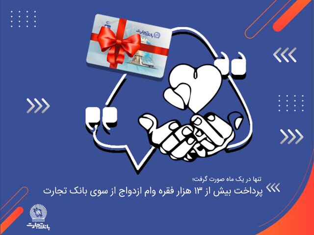 پرداخت 13 هزار فقره وام ازدواج توسط بانک تجارت