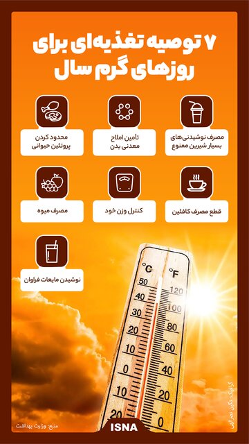 اینفوگرافیک / ۷ توصیه تغذیهای برای روزهای گرم سال