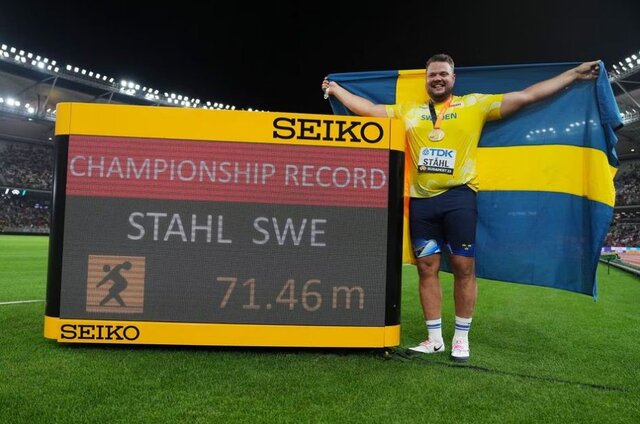 طلای دراماتیک سوئد در پرتاب دیسک قهرمانی جهان و هت تریک دونده آمریکایی