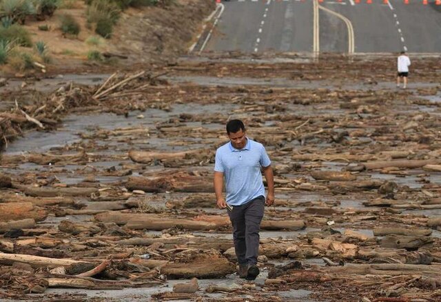 توفان استوایی در آمریکا؛ سیل، چند شهر بیابانی را زیر آب برد