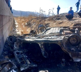 آتش سوزی خودرو پژو در یاسوج و مرگ دو نفر