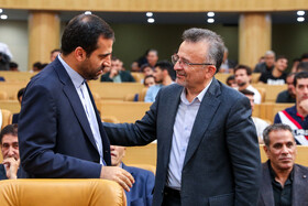 محمدرضا داورزنی، رییس فدراسیون والیبال در مراسم تجلیل از مدالآوران و قهرمانان ورزشی