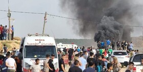 تظاهرات فلسطینیان در شرق غزه/ زخمی شدن ۳ فلسطینی به ضرب گلوله صهیونیست‌ها