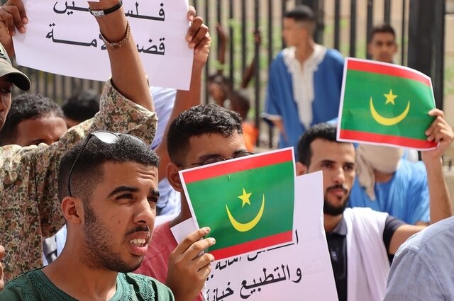 تجمع اعتراضی مقابل مسجد سعودی در نواکشوت علیه سازش با اشغالگران