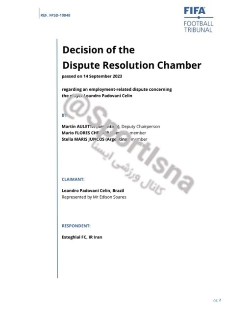 پیروزی استقلال در پرونده پادوانی + حکم فیفا