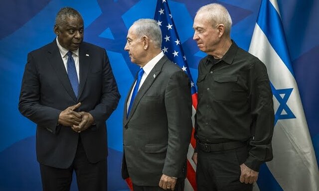 دیدار وزیر دفاع آمریکا با نخستوزیر و وزیر جنگ رژیم صهیونیستی رسانه آمریکایی: تلآویو به توصیه آمریکا حمله به غزه را محدود کرد