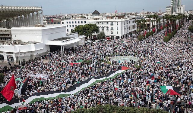 راهپیمایی میلیونی مراکشی‌ها در همبستگی با مردم فلسطین