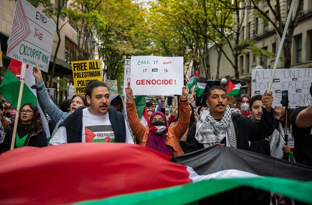 تجمع حامیان فلسطین در ایالت واشنگتن آمریکا