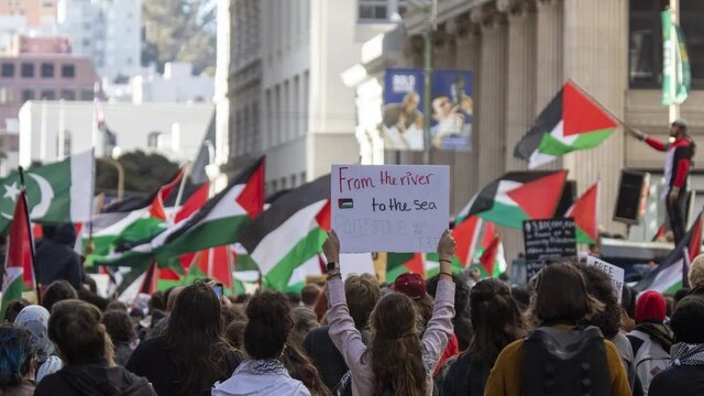 تظاهرات حامیان فلسطین در سان فرانسیسکوی آمریکا