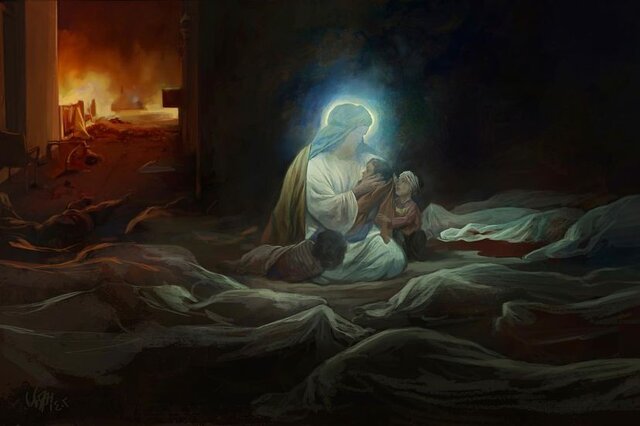 نقشی جدید برای شهدای مظلوم بیمارستان المعمدانی غزه