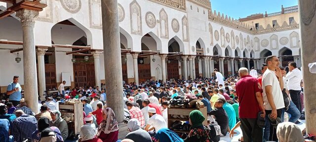 تجمع صدها نمازگزار مصری در مسجد الازهر در حمایت از فلسطین