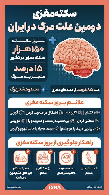 اینفوگرافیک/ سکته مغزی دومین علت مرگ در ایران
