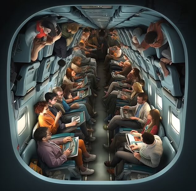 تصاویر هوش مصنوعی از کابین هواپیماها در سال ۲۰۵۰