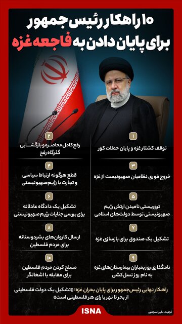 اینفوگرافیک/ ۱۰ راهکار رئیسجمهور برای پایان دادن به فاجعه غزه