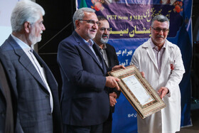 بهرام عین اللهی. وزیر بهداشت و درمان و آموزشی پزشکی در افتتاح بخش پت اسکن و MRI بیمارستان سینا