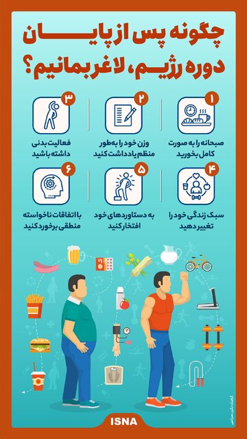 اینفوگرافیک/ چگونه پس از پایان دوره رژیم، لاغر بمانیم