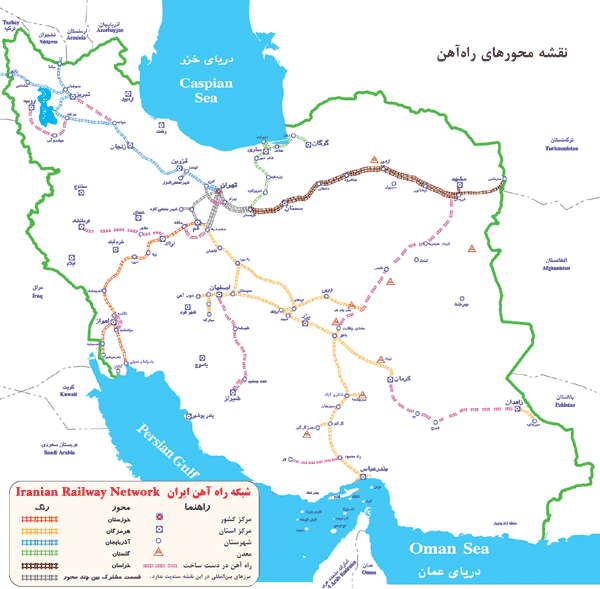 راه آهن سراسری ایران از چه شهرهایی رد می‌شود؟