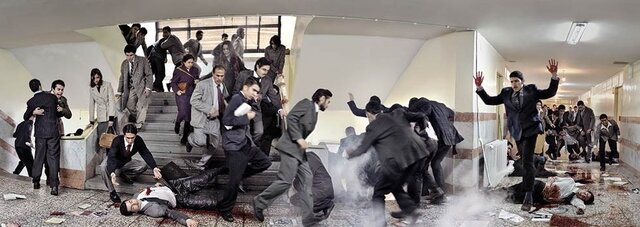 عکس بازسازی شده از دانشکده فنی دانشگاه تهران آذرمان در آتش بیداد رژیم سوخت