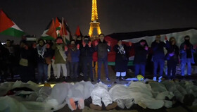 رویدادی در پای برج ایفل برای حمایت از غیرنظامیان کشته شده در غزه