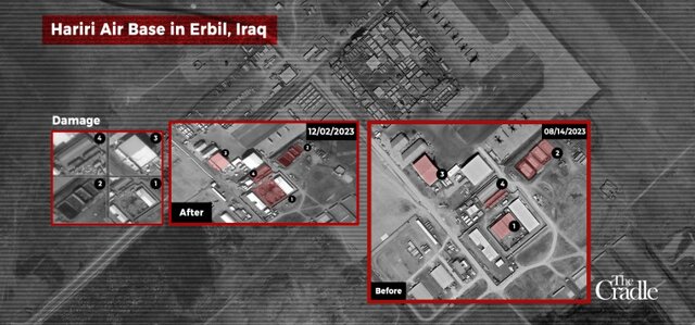 تخریب شدید پایگاه هوایی آمریکا در اربیل در پی حملات پهپادی مقاومت