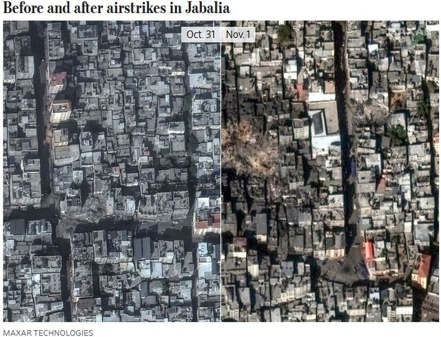 گزارش وال استریت ژورنال از بمباران جبالیا: بوی خون همه جا را گرفته بود