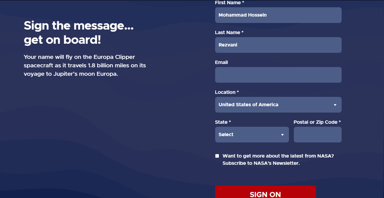 امروز آخرین فرصت برای ارسال نامتان به قمر مشتری