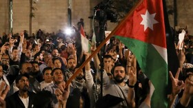 تظاهرات اردنی‌ها مقابل سفارت رژیم صهیونیستی در محکومیت ترور العاروری